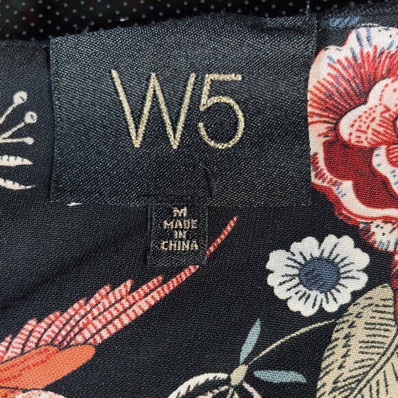 W5 Black Embroidered Floral Layered Hem Blouse Medium Boho Cottagecore Top - Picture 3 of 9